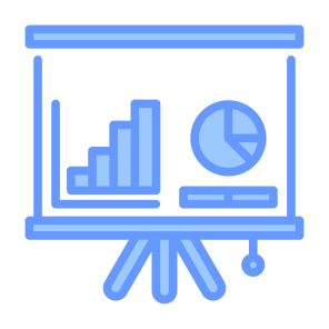 Presentation, Development, Report, Statistics, Analysis, Blackboard   icon