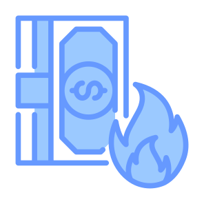 Money, Dollar, Fire, Cash, Flame  icon