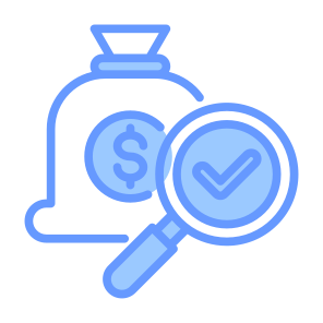 Analytics, Analysis, Money Bag, Cost, Inspection icon