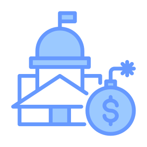 Debts, Due, Crisis, Loan, Bank, Bomb  icon