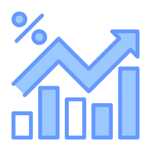 Growth Rate, Growth, Market, Interest Rate, Percentage, Statistics icon