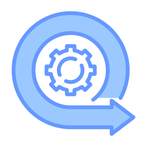 Continuous, Gear, Development, Process, Cycle icon
