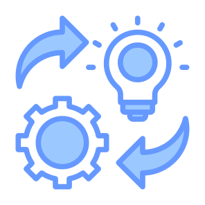 Implementation, Gear, Light Bulb, Operation, Process Improvement icon