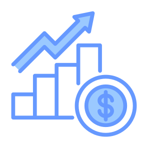 Revenue, Up Arrow, Money, Increase, Growth icon