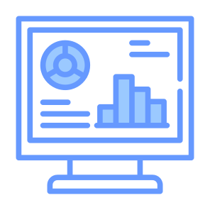 Data Visualization, Monitor, Statistics, Analysis, Business Report, Bar Chart icon