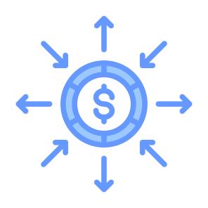 Diversification, Investment, Money, Share, Expand, Spread icon