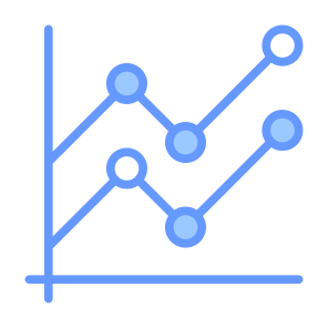 Line Graph, Statistics, Graphic, Comparative, Business icon