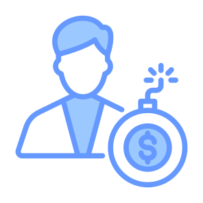 Debt, User, Bomb, Bankruptcy, Economy  icon