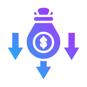 Low Cost, Reduce Cost, Low Prices, Cheap,  Down Arrows, Cost  icon