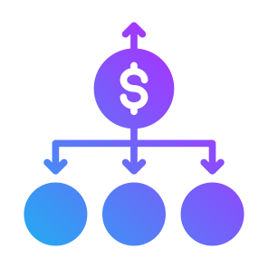 Diversification, Distribute, Investment, Money, Allocation  icon