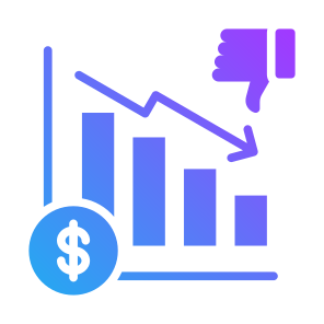 Disadvantage, Earning, Statistics, Loss, Decrease icon