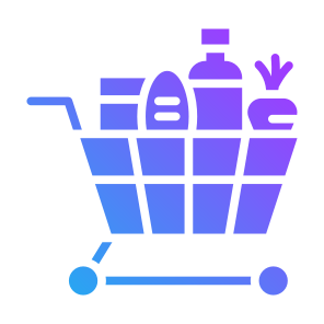 Groceries, Shop, Supermarket, Cart, Vegetables, Food icon