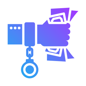 Bribe, Money, Hand, Handcuffs, Prisoner icon