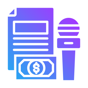 News, Money, Microphone, Bribery, Communication icon