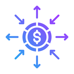 Diversification, Investment, Money, Share, Expand, Spread icon