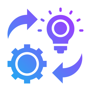 Implementation, Gear, Light Bulb, Operation, Process Improvement icon