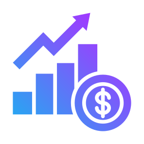 Revenue, Up Arrow, Money, Increase, Growth icon