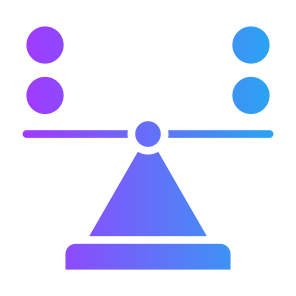 Balance, Balanced, Scales, Compare, Stability, Leverage  icon