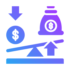 Leverage, Scale, Compare, Investment, Cost icon