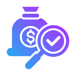 Analytics, Analysis, Money Bag, Cost, Inspection icon