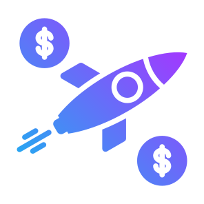 Launch, Money, Dollar, Coin, Rocket, Startup, Business And Finance icon