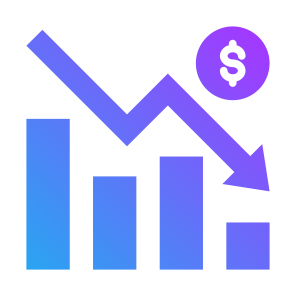Recession, Money, Statistics, Down Arrow, Reduce Cost icon