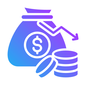 Crisis, Financial, Down Arrow, Risk, Money Bag  icon