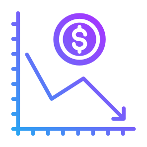 Deflation, Money, Line Chart, Crisis, Recession  icon