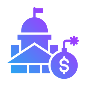 Debts, Due, Crisis, Loan, Bank, Bomb  icon