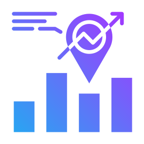 Market Positioning, Location, Objective, Position, Statistics icon
