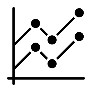 Line Graph, Statistics, Graphic, Comparative, Business icon
