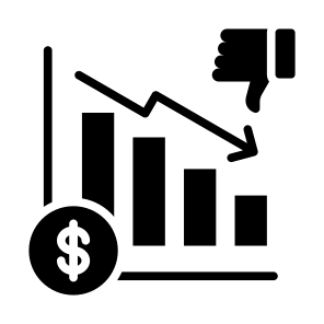 Disadvantage, Earning, Statistics, Loss, Decrease icon