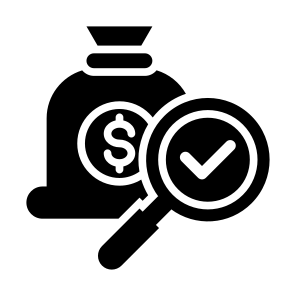 Analytics, Analysis, Money Bag, Cost, Inspection icon