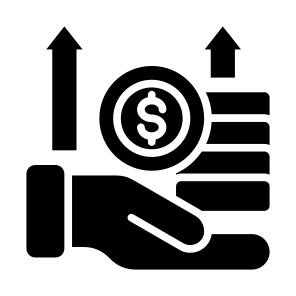 Revenue, Money, Increase, Growth, Arrow Up icon