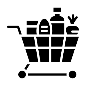 Groceries, Shop, Supermarket, Cart, Vegetables, Food icon