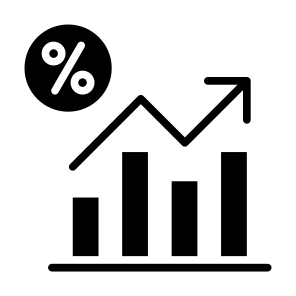 Interest Rate, Growth, Percentage, Percent, Increase, Chart icon