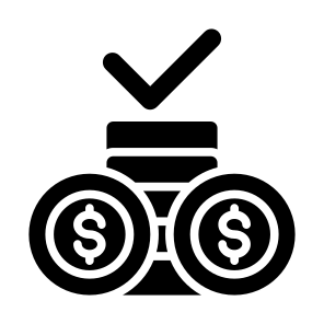 Cost, Coins, Money Stack, Check, Business icon