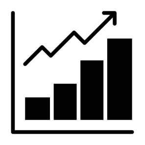 Growth, Up Arrow, Statistics, Bar Chart, Benefit icon