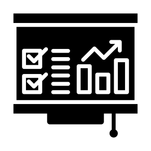 Presentation, Statistics, Report, Bar Chart, Whiteboard icon