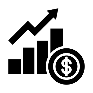 Revenue, Up Arrow, Money, Increase, Growth icon