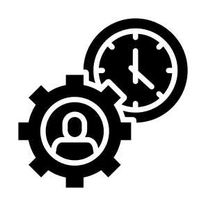 Time Management, Clock, Gear, Setting, Work Experience icon