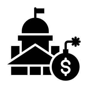 Debts, Due, Crisis, Loan, Bank, Bomb  icon