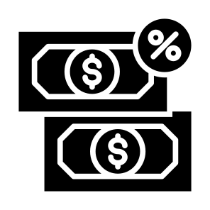 Tax, Loan, Debt, Income, Percentage, Money  icon