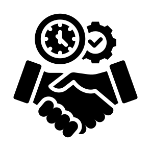 Dedication, Time, Management, Commitment, Partnership icon