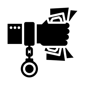Bribe, Money, Hand, Handcuffs, Prisoner icon