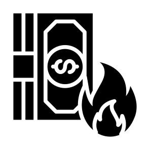 Money, Dollar, Fire, Cash, Flame  icon