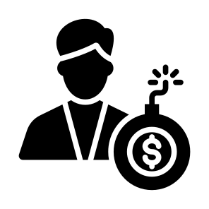 Debt, User, Bomb, Bankruptcy, Economy  icon