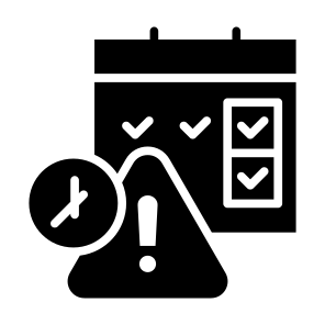 Due Date, Time, Date, Clock Time, Deadline, Signaling, Calendar, Caution icon