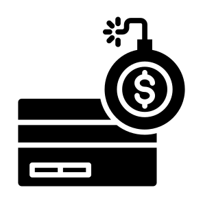 Liability, Debt, Business, Finance, Payment Method, Pay, Debit Card, Credit, Bomb icon