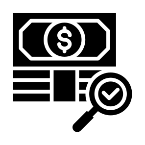 Audit, Currency, Economy, Validation, Money, Search  icon